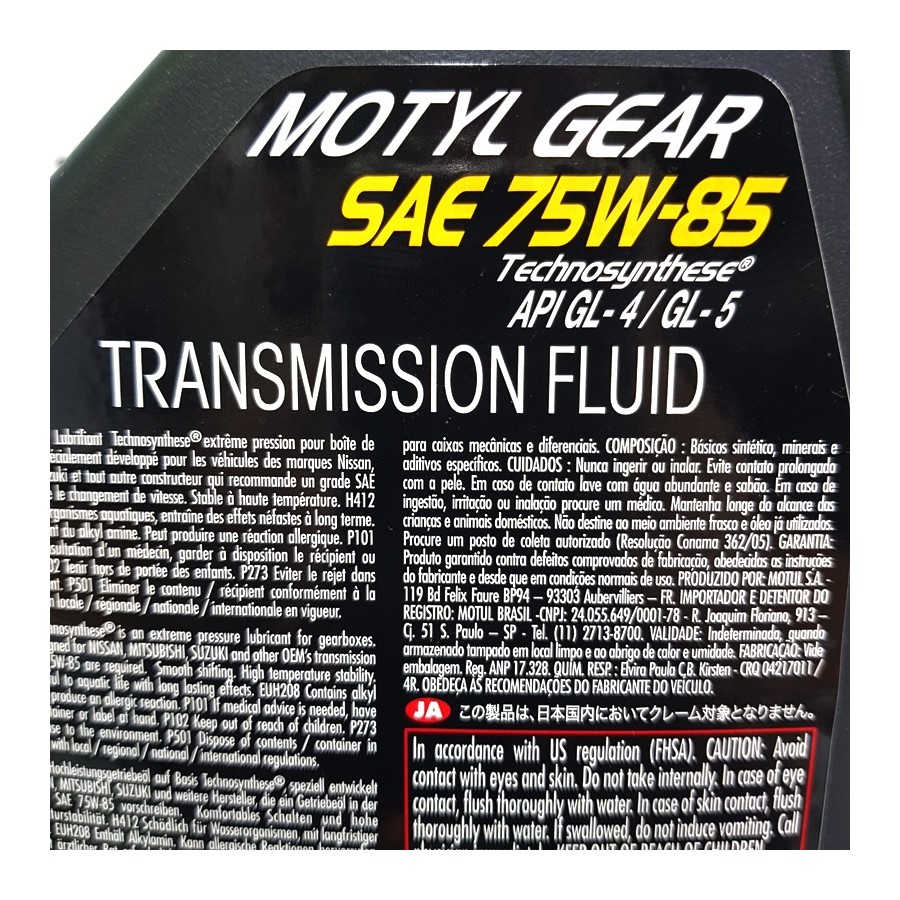 MOTUL MOTYL GEAR 75W85 1L GL4-GL5 Valvulina Transmisión
