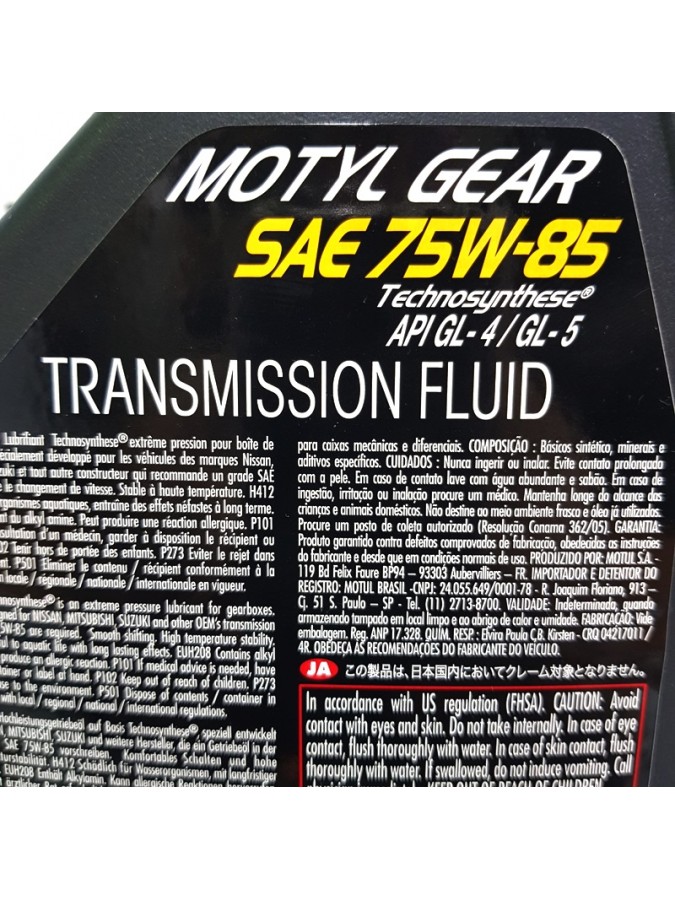 MOTUL MOTYL GEAR 75W85 1L GL4-GL5 Valvulina Transmisión